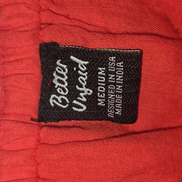 Better Unsaid Women's Boho Long Sleeve Cinched Bodice Crop Top Red Size M - Picture 7 of 9